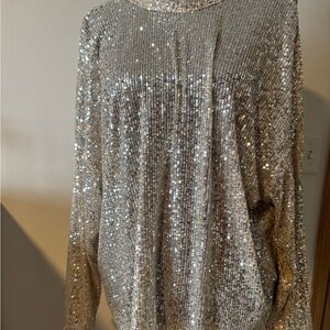 H&M Silver Sequin Pullover Sweater